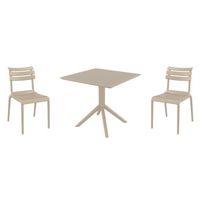 Helen Dining Set with Sky 31" Square Table Taupe S284106
