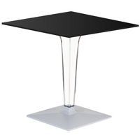 Ice HPL Top Square Table with Transparent Base 24 inch Black ISP500H60