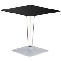 Ice HPL Top Square Table with Transparent Base 24 inch Black ISP550H60