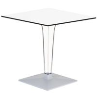 Ice HPL Top Square Table with Transparent Base 24 inch White ISP500H60