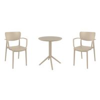 Lisa Bistro Set with Sky 24" Round Folding Table Taupe S126121