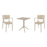 Lisa Bistro Set with Sky 24" Square Folding Table Taupe S126114