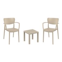 Lisa Conversation Set with Ocean Side Table Taupe S126066