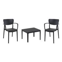 Lisa Conversation Set with Sky 24" Side Table Black S126109