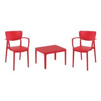 Lisa Conversation Set with Sky 24" Side Table Red S126109