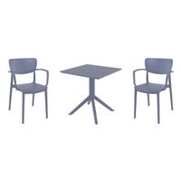 Lisa Dining Set with Sky 27" Square Table Dark Gray S126108