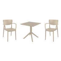Lisa Dining Set with Sky 27" Square Table Taupe S126108