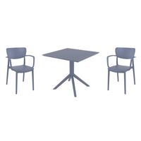 Lisa Dining Set with Sky 31" Square Table Dark Gray S126106