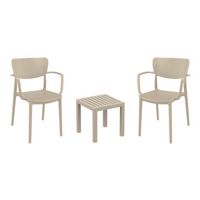 Loft Conversation Set with Ocean Side Table Taupe S128066