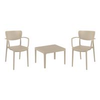 Loft Conversation Set with Sky 24" Side Table Taupe S128109