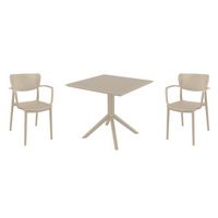Loft Dining Set with Sky 31" Square Table Taupe S128106