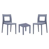 Lucca Conversation Set with Ocean Side Table Dark Gray S026066