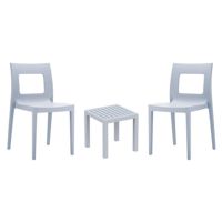 Lucca Conversation Set with Ocean Side Table Silver Gray S026066