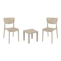Lucy Conversation Set with Ocean Side Table Taupe S129066