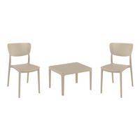 Lucy Conversation Set with Sky 24" Side Table Taupe S129109