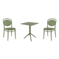 Marcel Bistro Set with Sky 24" Square Folding Table Olive Green S257114