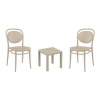 Marcel Conversation Set with Ocean Side Table Taupe S257066
