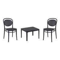 Marcel Conversation Set with Sky 24" Side Table Black S257109