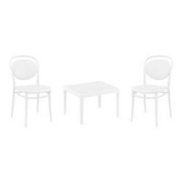 Marcel Conversation Set with Sky 24" Side Table White S257109