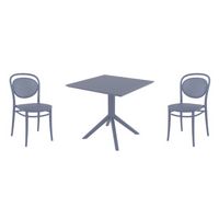 Marcel Dining Set with Sky 31" Square Table Dark Gray S257106