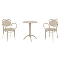 Marcel XL Bistro Set with Octopus 24" Round Table Taupe S258160