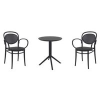 Marcel XL Bistro Set with Sky 24" Round Folding Table Black S258121