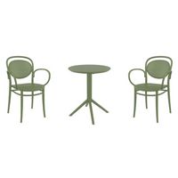 Marcel XL Bistro Set with Sky 24" Round Folding Table Olive Green S258121