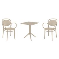 Marcel XL Bistro Set with Sky 24" Square Folding Table Taupe S258114