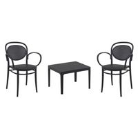 Marcel XL Conversation Set with Sky 24" Side Table Black S258109