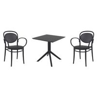 Marcel XL Dining Set with Sky 27" Square Table Black S258108