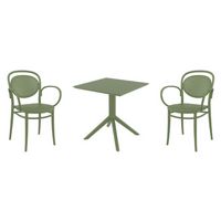 Marcel XL Dining Set with Sky 27" Square Table Olive Green S258108