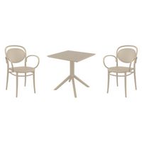Marcel XL Dining Set with Sky 27" Square Table Taupe S258108