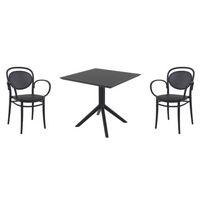Marcel XL Dining Set with Sky 31" Square Table Black S258106