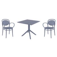Marcel XL Dining Set with Sky 31" Square Table Dark Gray S258106