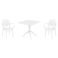 Marcel XL Dining Set with Sky 31" Square Table White S258106