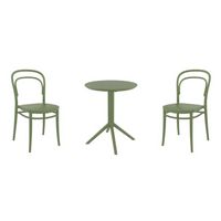 Marie Bistro Set with Sky 24" Round Folding Table Olive Green S251121