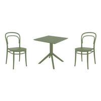Marie Dining Set with Sky 27" Square Table Olive Green S251108