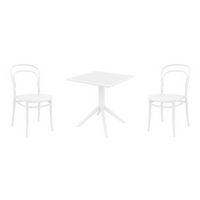 Marie Dining Set with Sky 27" Square Table White S251108