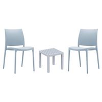 Maya Conversation Set with Ocean Side Table Silver Gray S025066
