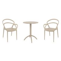 Mila Bistro Set with Octopus 24" Round Table Taupe S085160