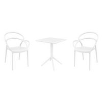 Mila Bistro Set with Sky 24" Square Folding Table White S085114