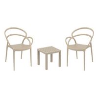 Mila Conversation Set with Ocean Side Table Taupe S085066