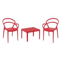Mila Conversation Set with Sky 24" Side Table Red S085109
