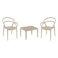 Mila Conversation Set with Sky 24" Side Table Taupe S085109