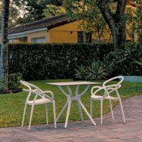 Mila Dining Set with 2 Arm Chairs White ISP0852S