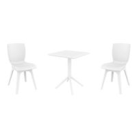 Mio PP Bistro Set with Sky 24" Square Folding Table White S094114