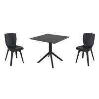 Mio PP Dining Set with Sky 31" Square Table Black S094106