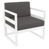 Mykonos Patio Club Chair White with Charcoal Cushion ISP131