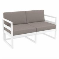 Mykonos Patio Loveseat White with Taupe Cushion ISP1312
