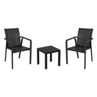 Pacific Balcony Set with Ocean Side Table Black S023066